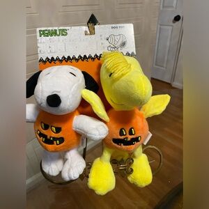 Fetch Peanuts Snoopy set of 2 dog toys Halloween 7” with squeaker
